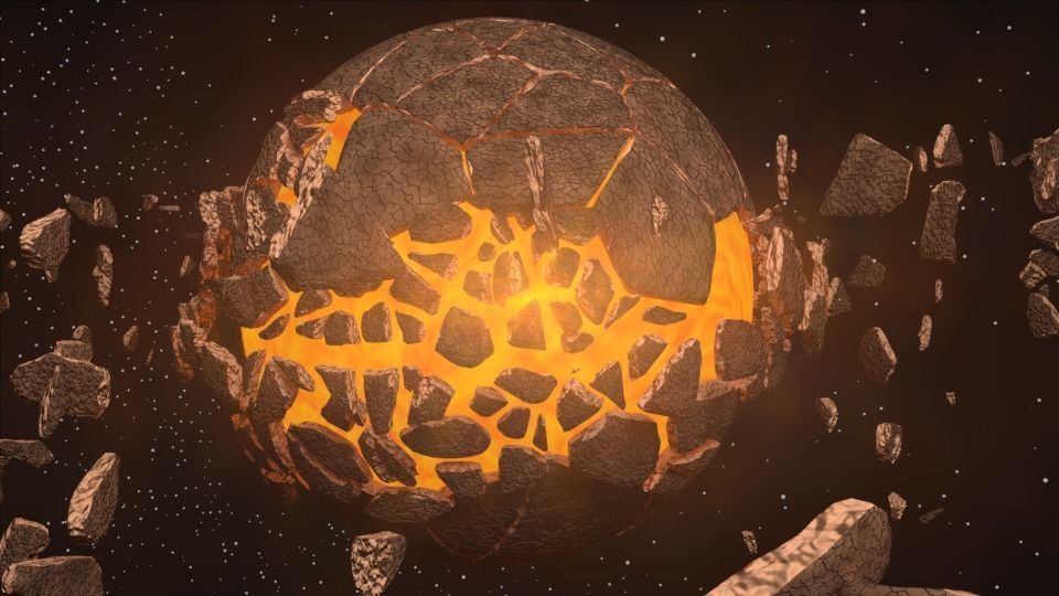 Planet bursting Low-poly 3D model_39