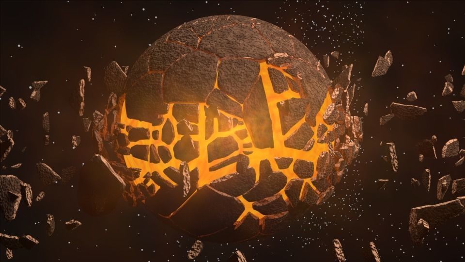 Planet bursting Low-poly 3D model_28