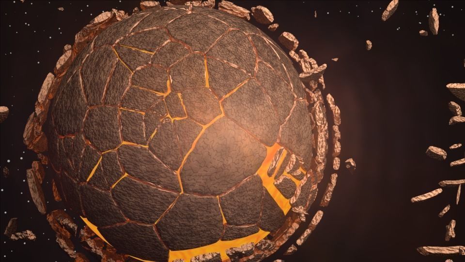 Planet bursting Low-poly 3D model_9