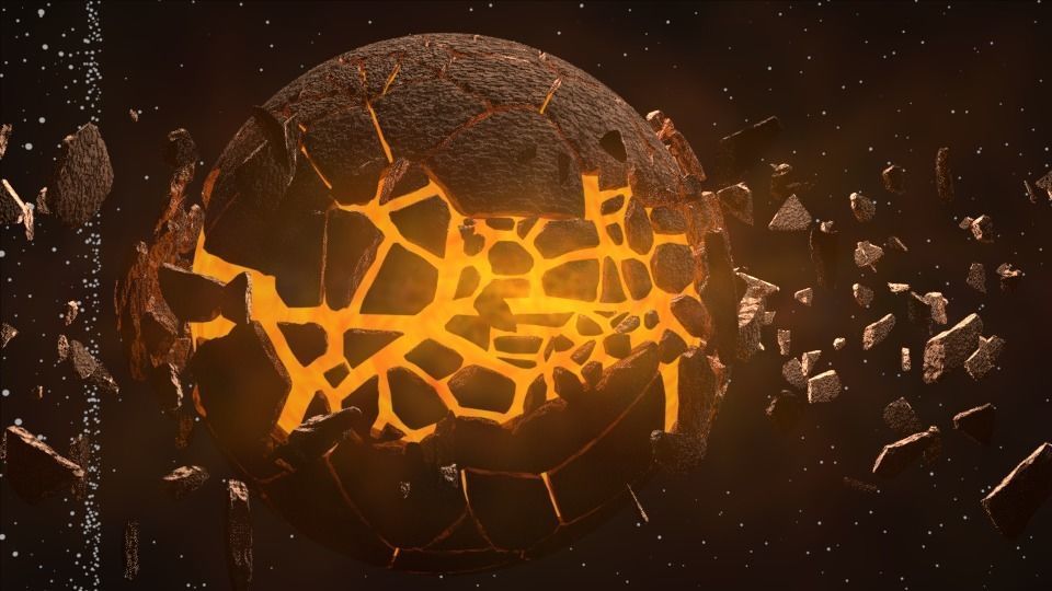 Planet bursting Low-poly 3D model_29