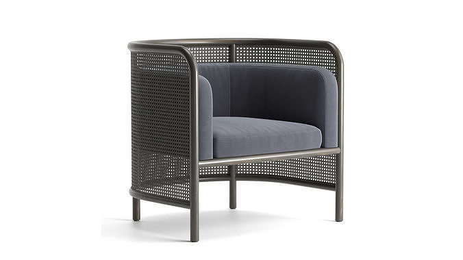 Fields Cane Back Accent Chair 3D model 3