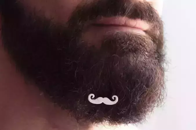Mustache for beard - front wearing 3D print model