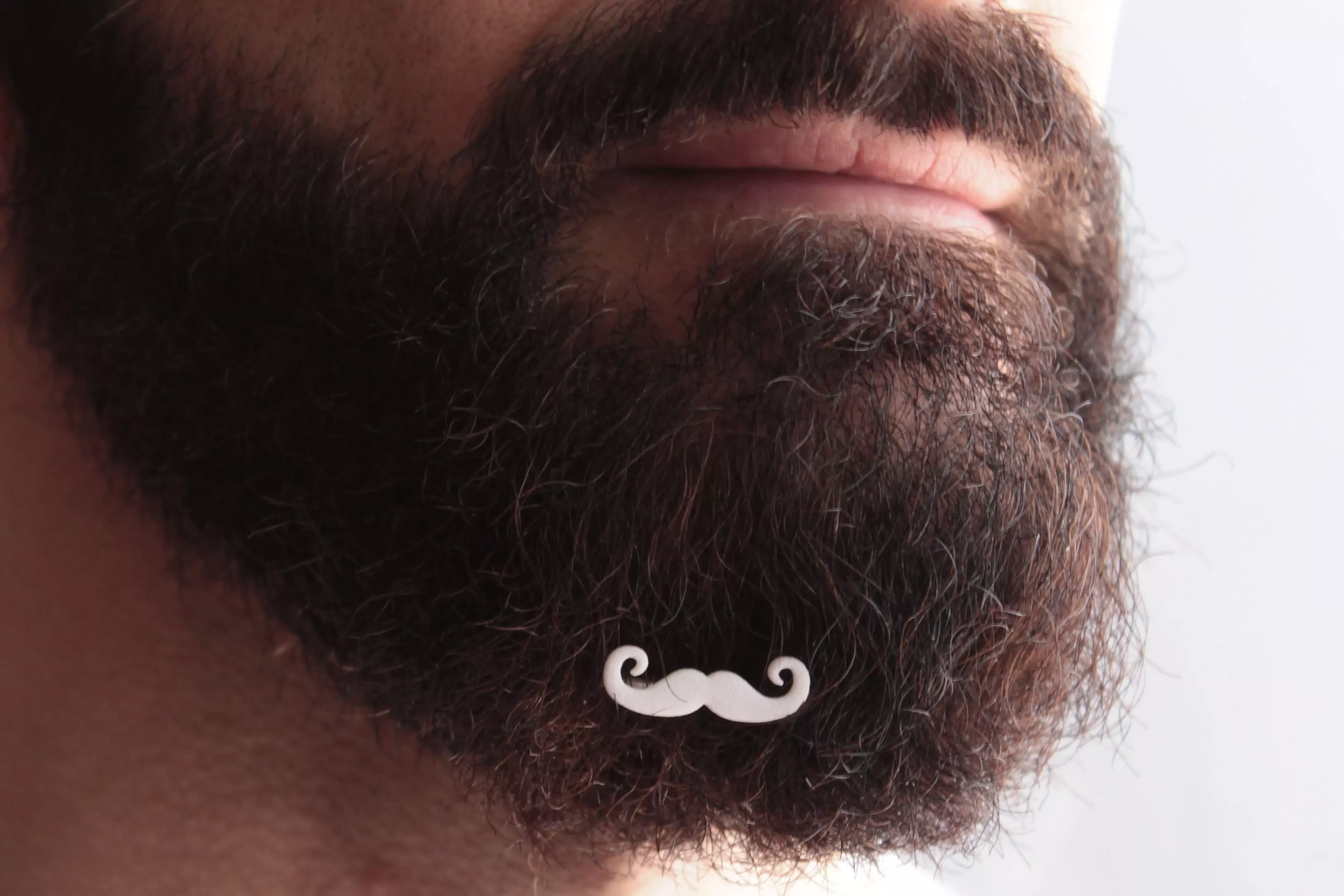 Mustache for beard - front wearing 3D print model_0
