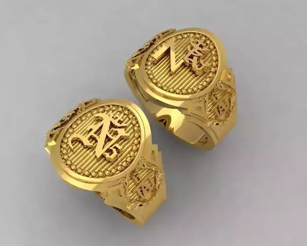 DRing-14 gold ring with letter n