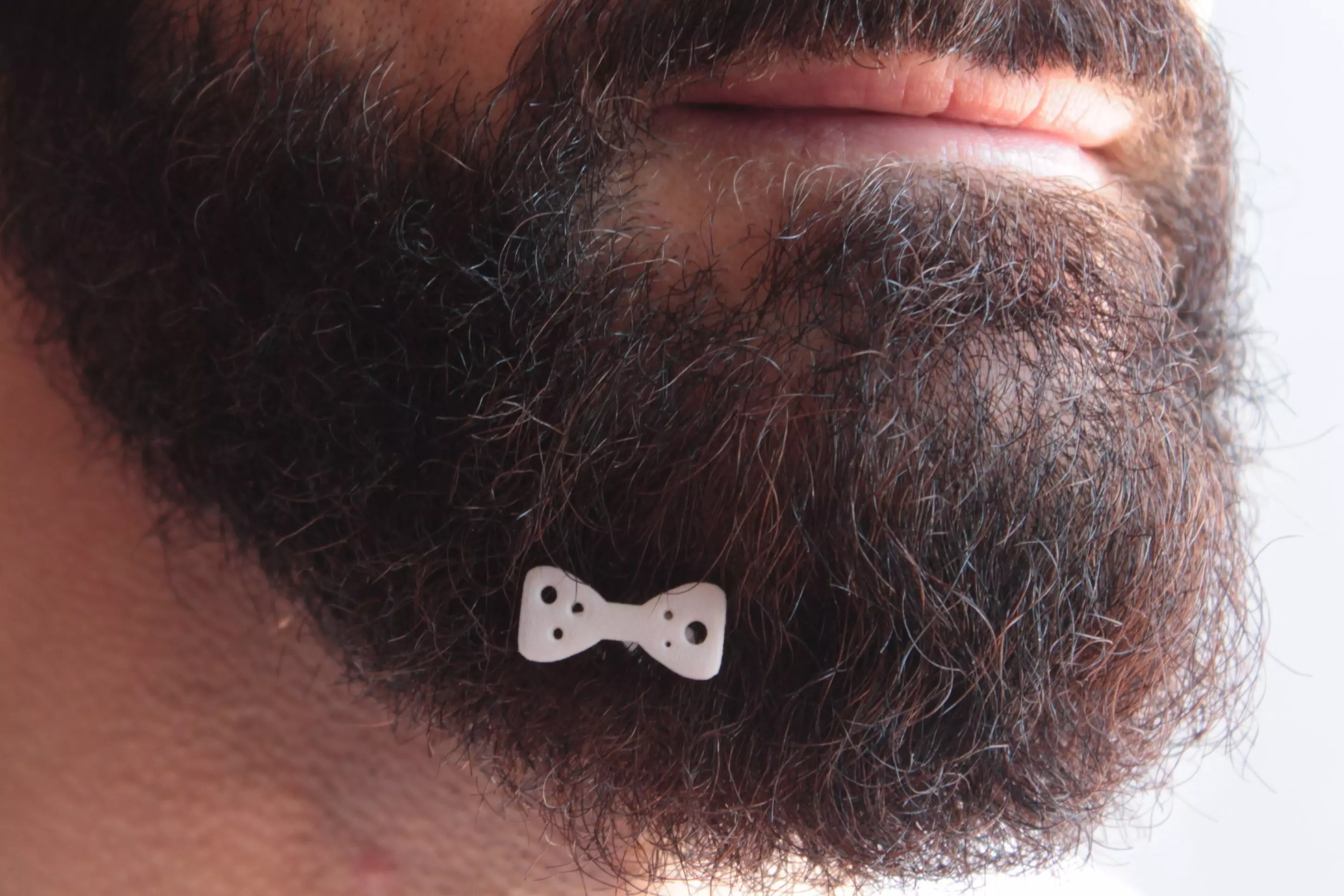 Papillon for beard - front wearing 3D print model_0