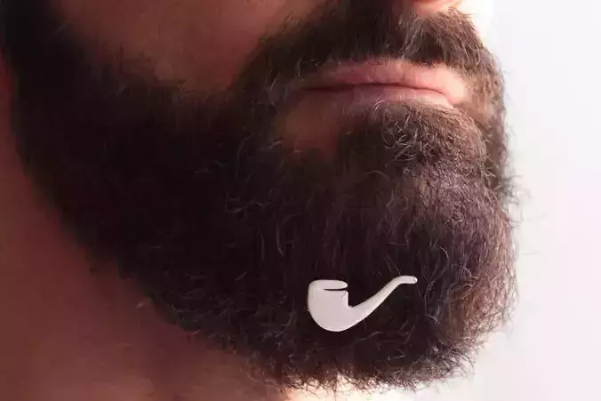 Pipe for beard - front wearing 3D print model