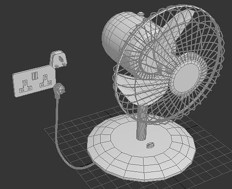 Table Fan with socket  3D model