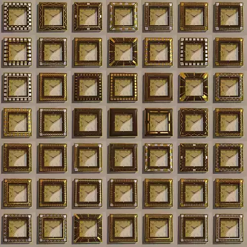 Wooden wall clock collection gold and silver decor