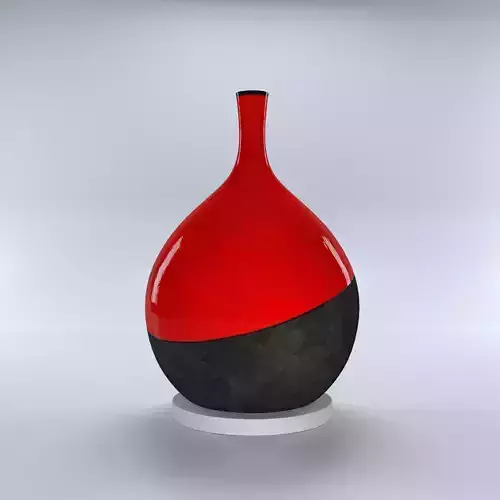 Vase - Concrete and Red Ceramic - 60 cm high