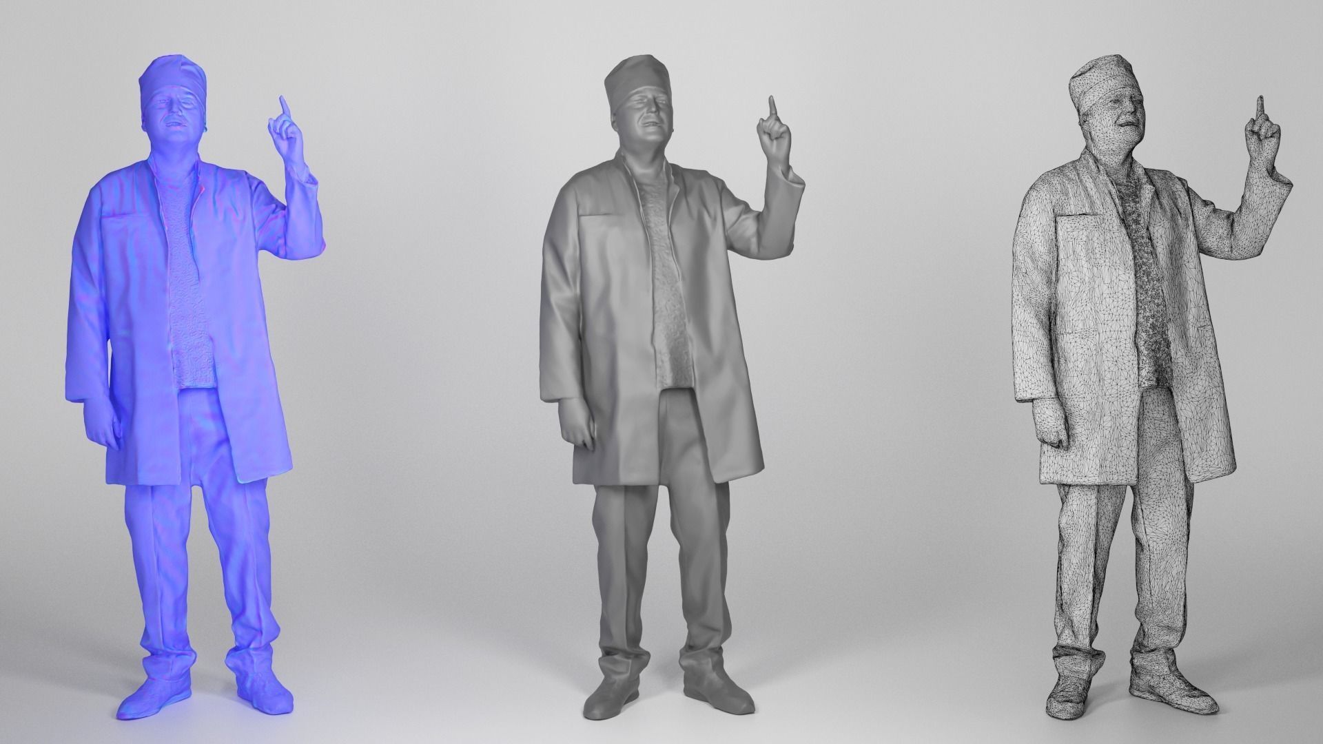 Man in a medical uniform posing 197 Low-poly 3D model_3
