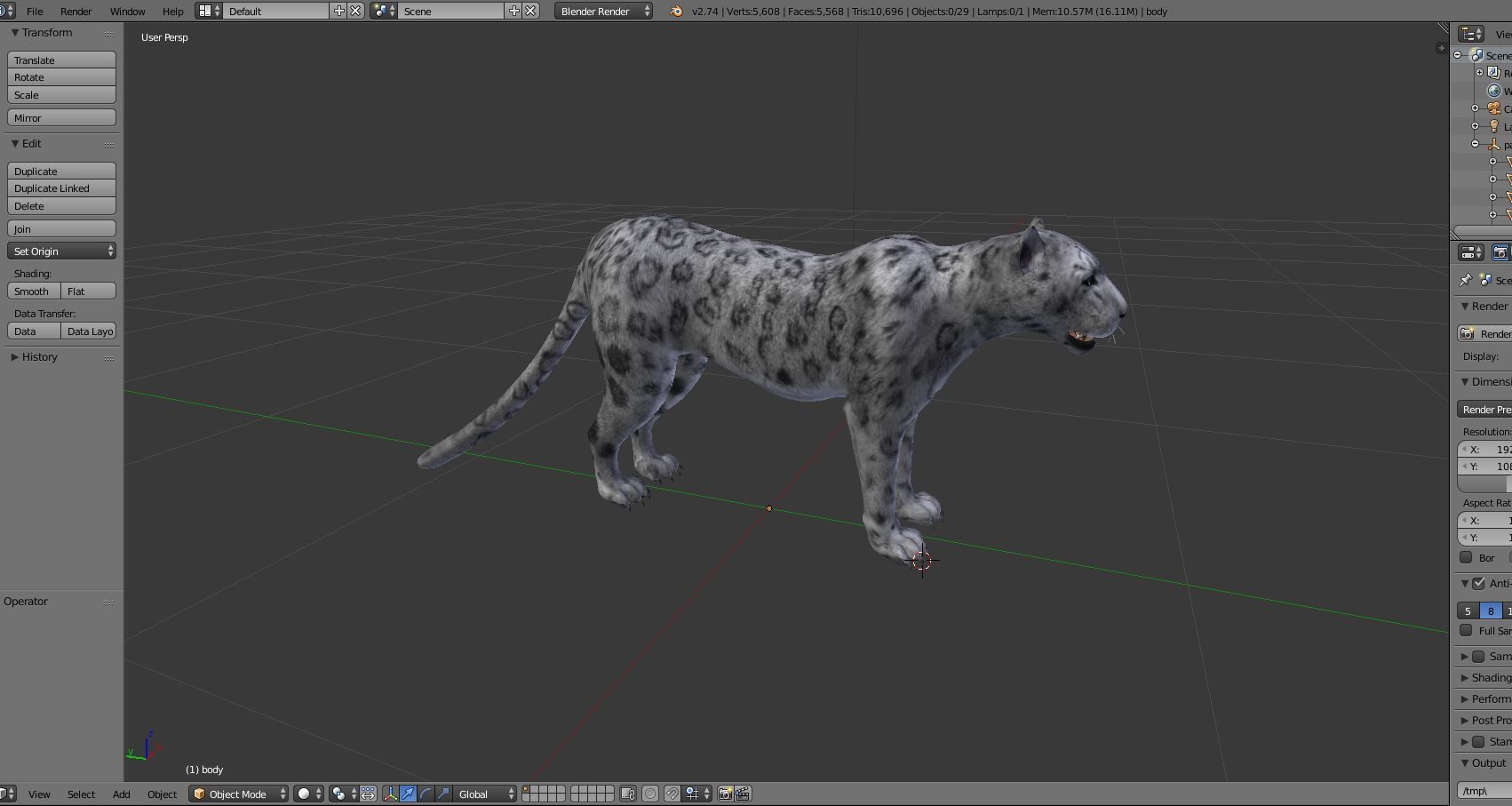 3D Snow leopard Rigged Model Low-poly 3D model_25