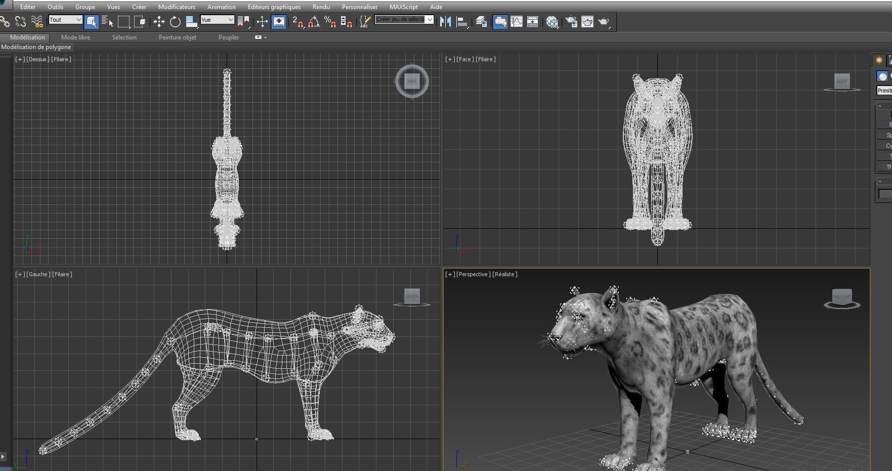 3D Snow leopard Rigged Model Low-poly 3D model_26