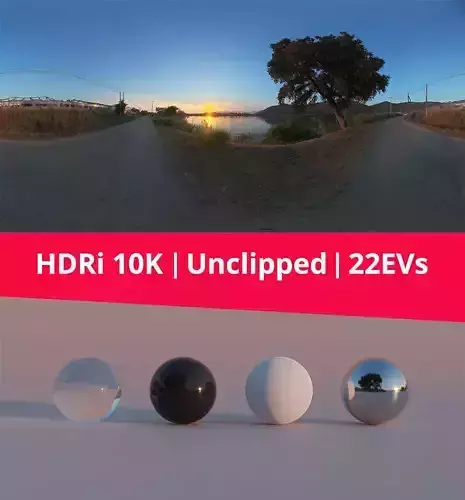 Hdri - Road Lake And Sunset