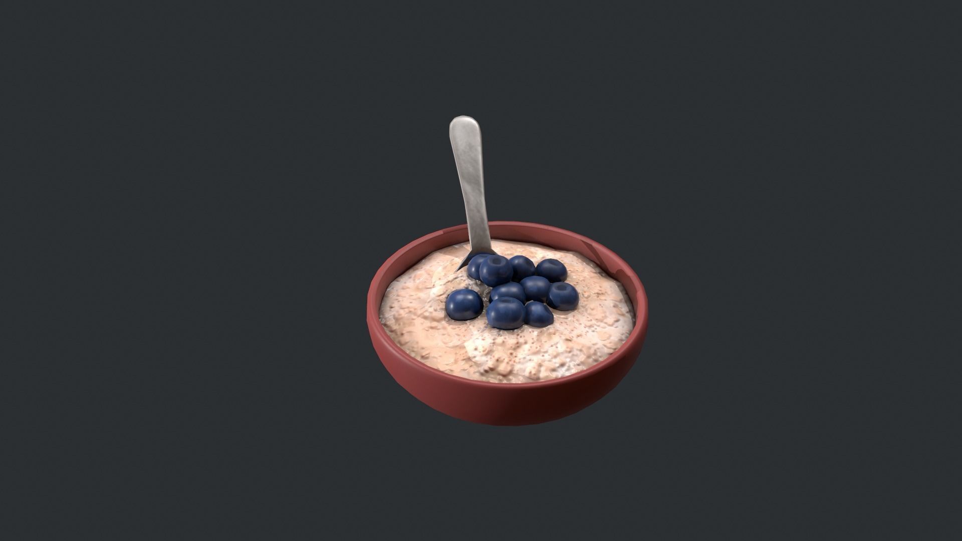 Porridge with Blueberries Low-poly 3D model_9