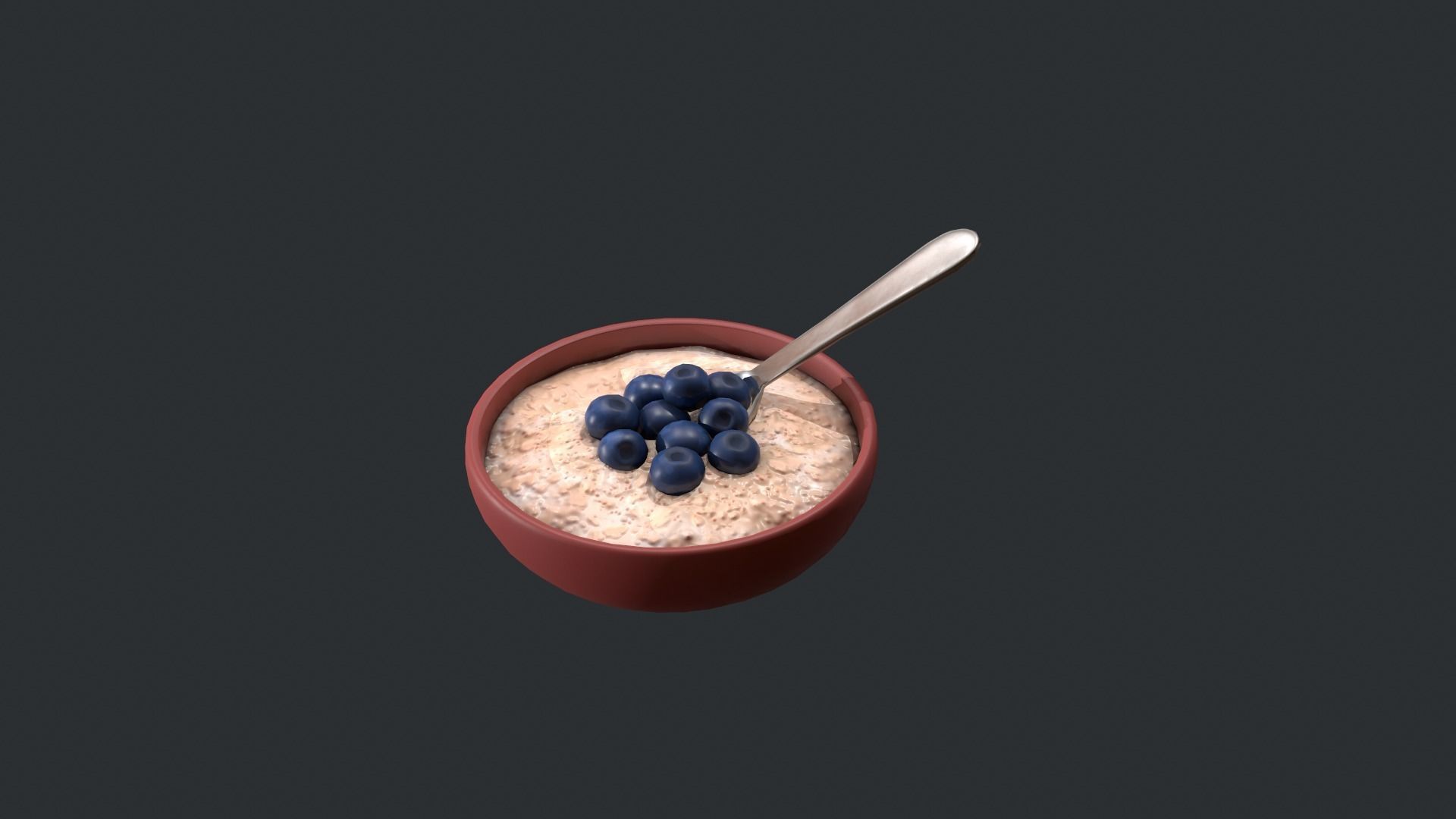 Porridge with Blueberries Low-poly 3D model_14