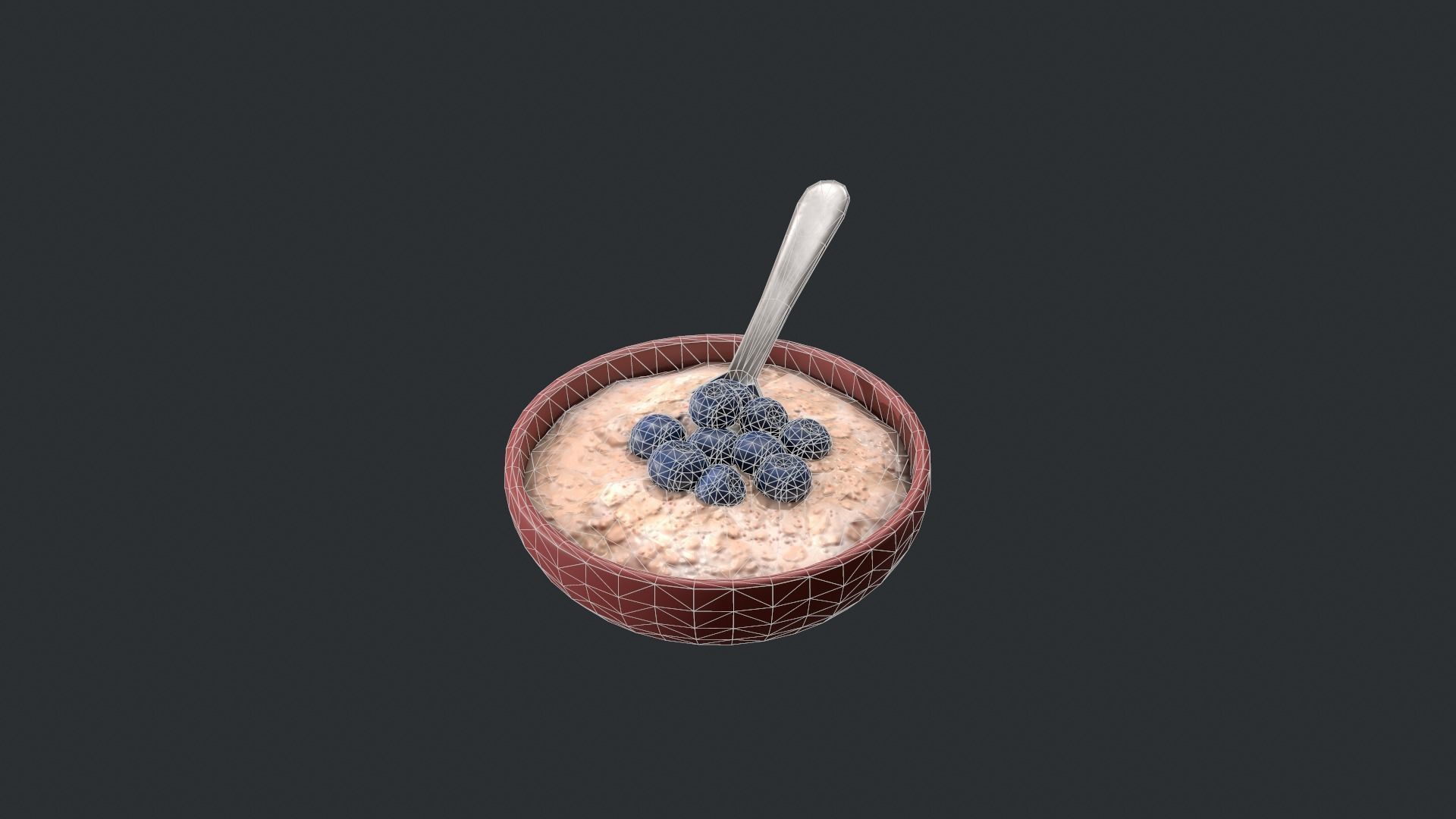 Porridge with Blueberries Low-poly 3D model_16