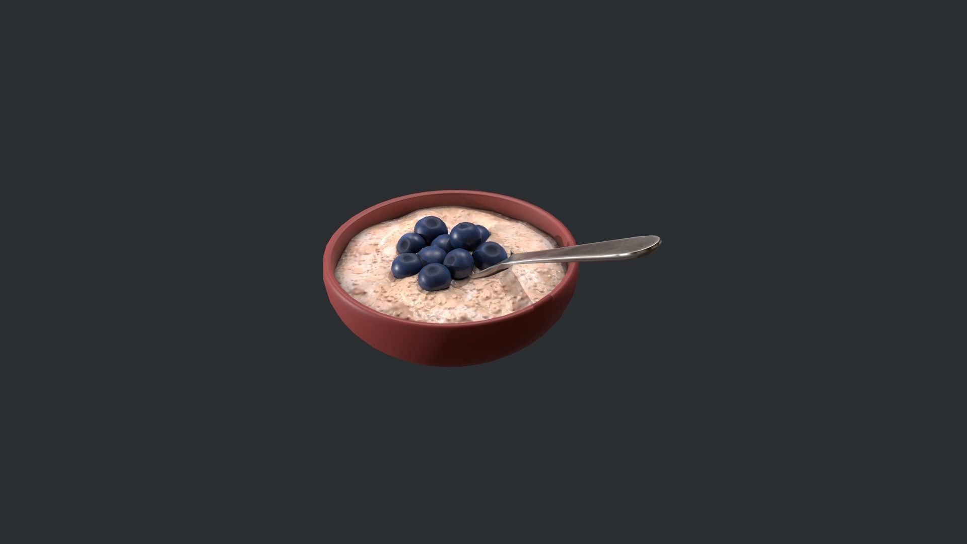 Porridge with Blueberries Low-poly 3D model_13