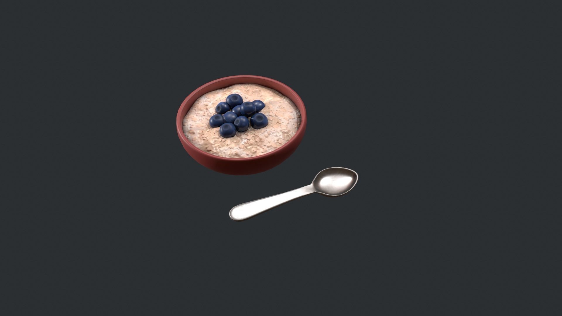 Porridge with Blueberries Low-poly 3D model_2