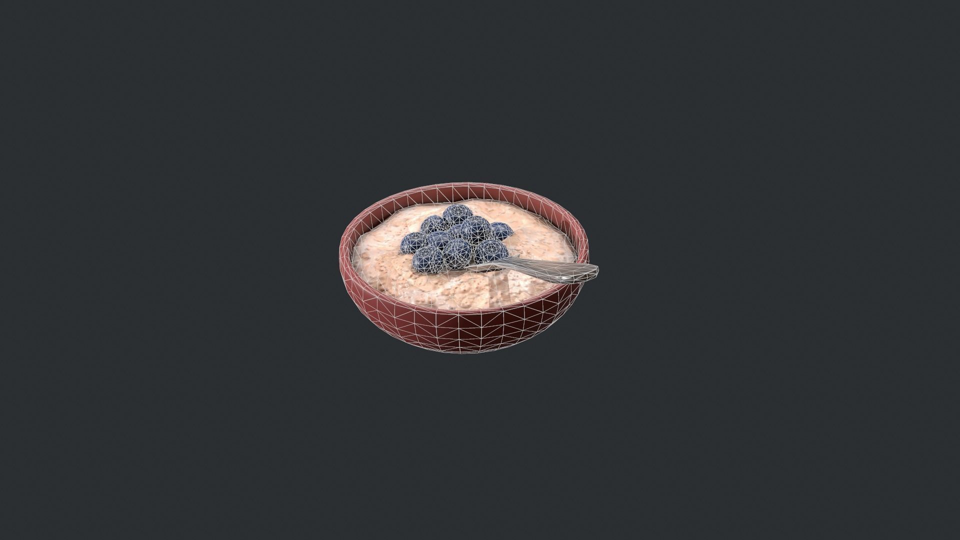 Porridge with Blueberries Low-poly 3D model_21