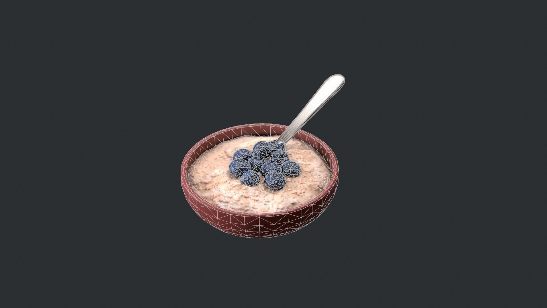Porridge with Blueberries Low-poly 3D model_15