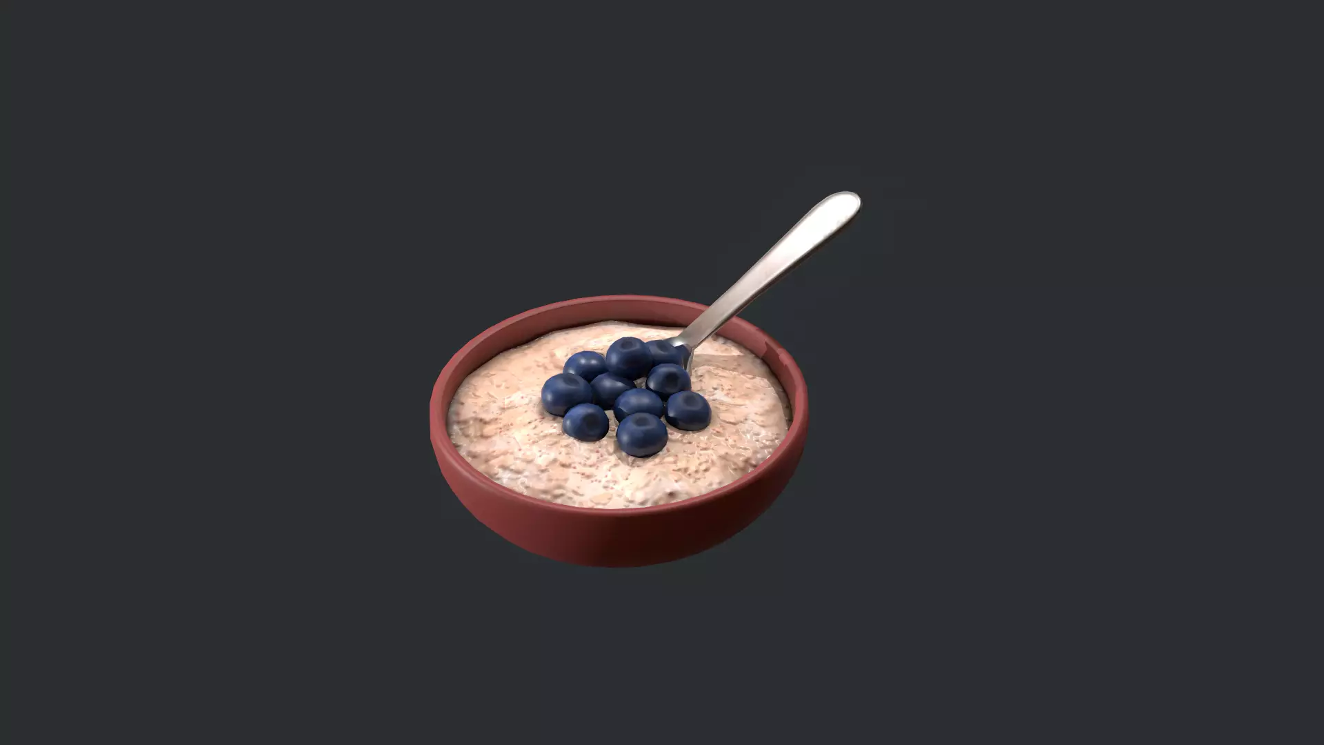 Porridge with Blueberries Low-poly 3D model_0