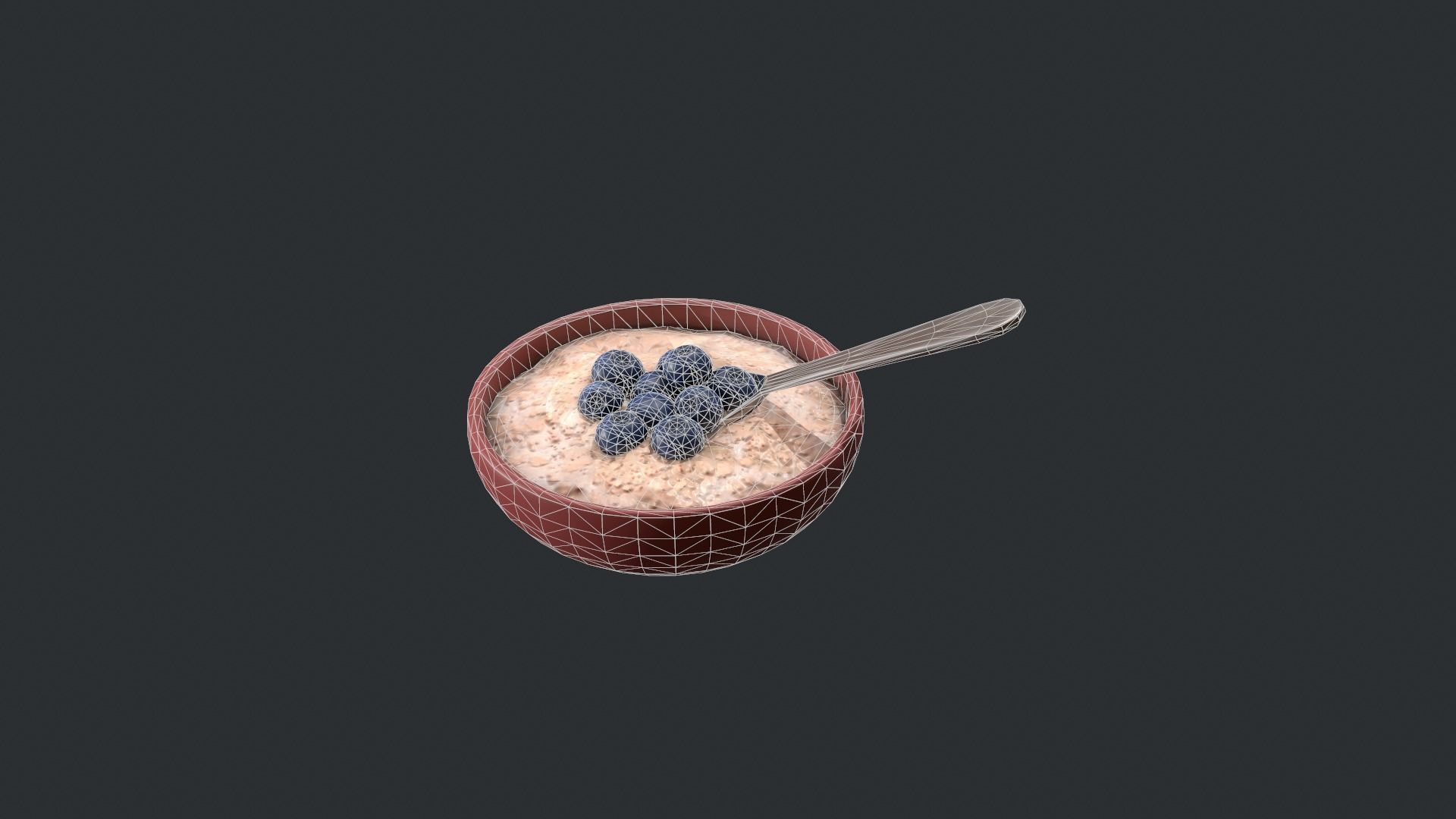 Porridge with Blueberries Low-poly 3D model_22