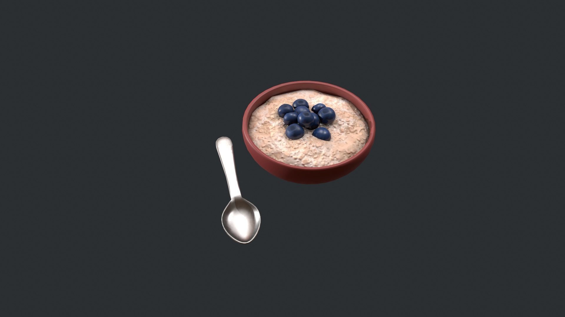 Porridge with Blueberries Low-poly 3D model_4