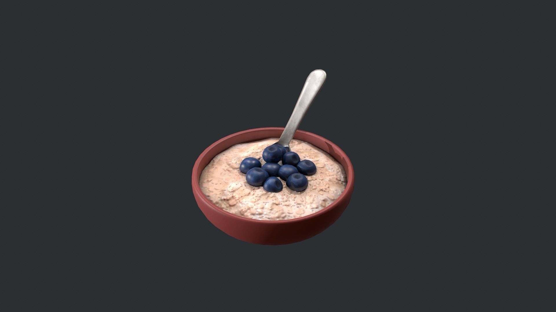 Porridge with Blueberries Low-poly 3D model_8