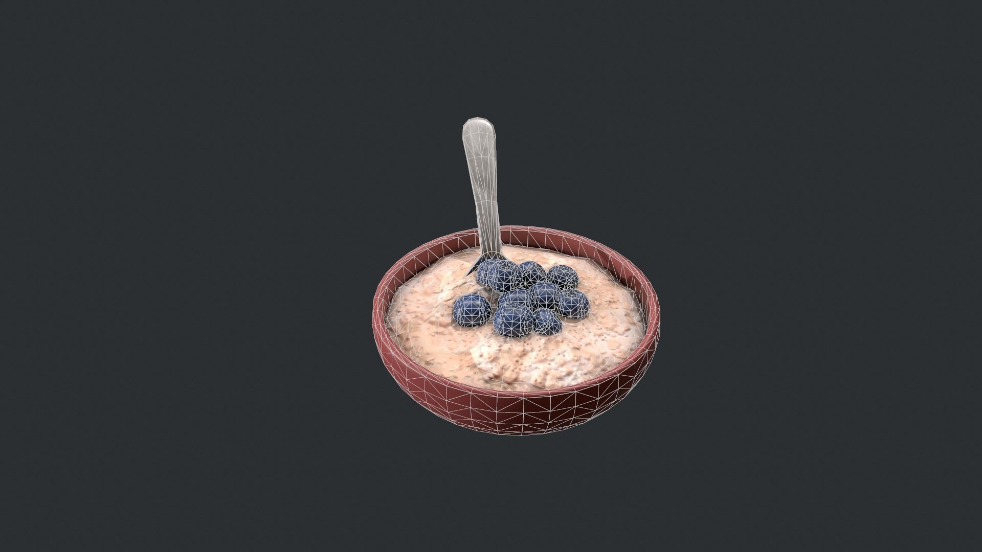 Porridge with Blueberries Low-poly 3D model_17