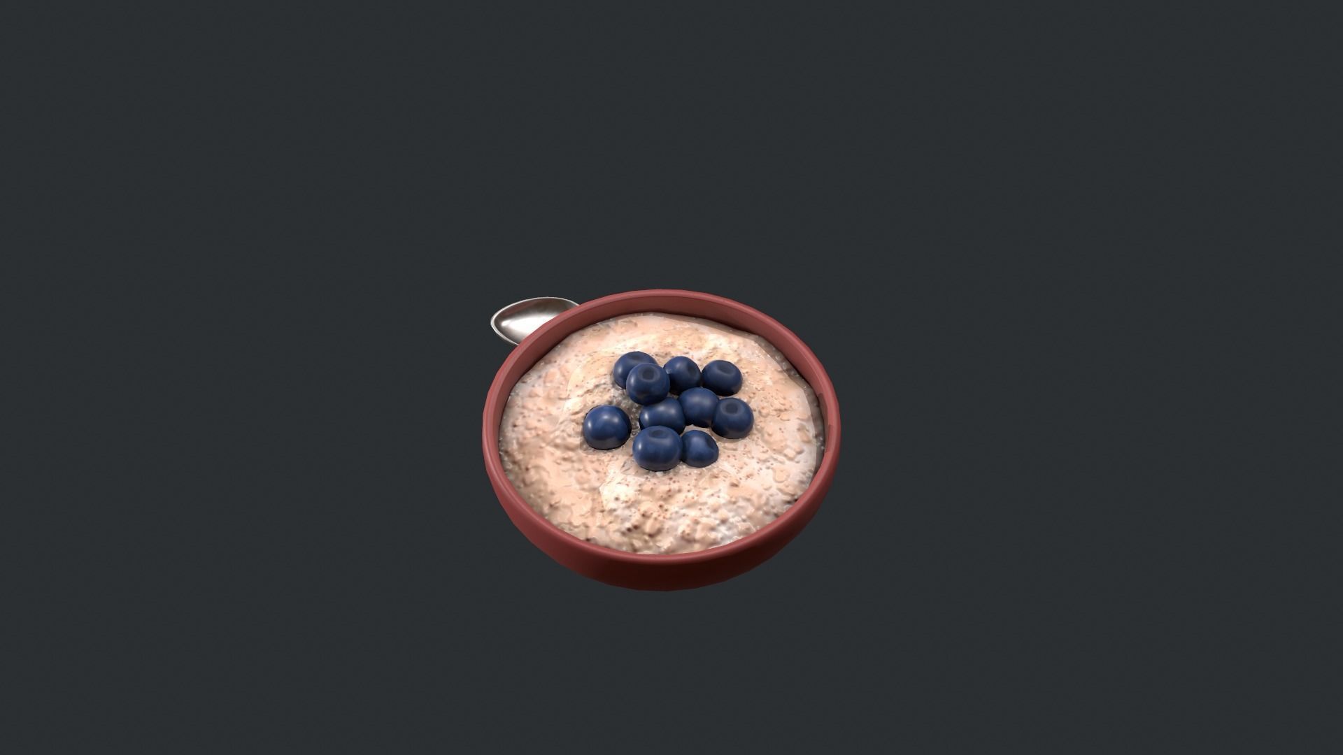 Porridge with Blueberries Low-poly 3D model_6