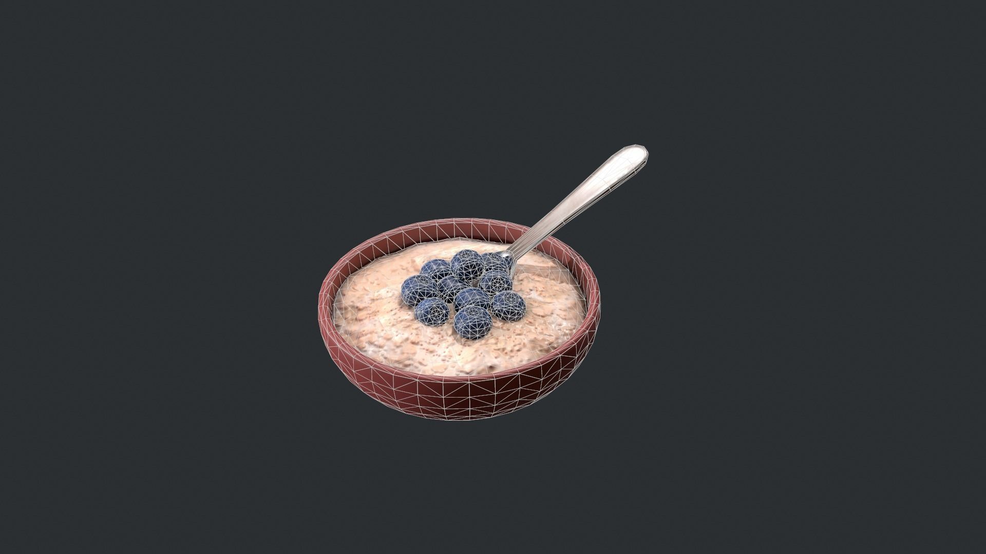 Porridge with Blueberries Low-poly 3D model_23