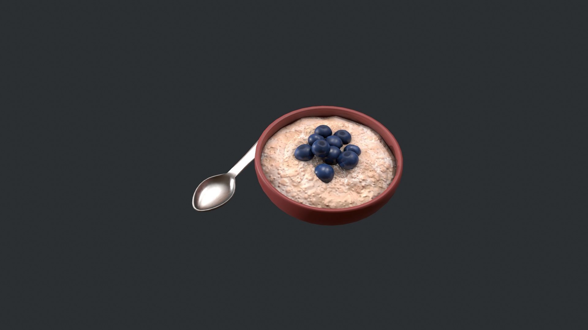 Porridge with Blueberries Low-poly 3D model_5