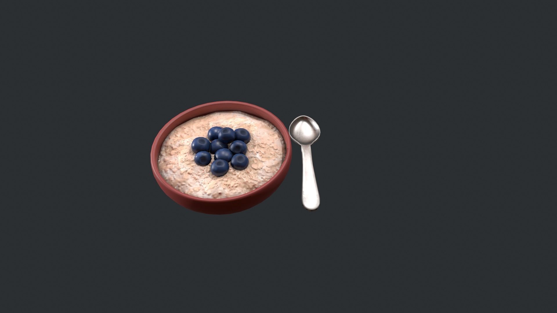 Porridge with Blueberries Low-poly 3D model_7