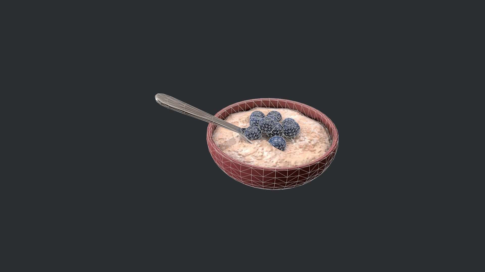 Porridge with Blueberries Low-poly 3D model_19