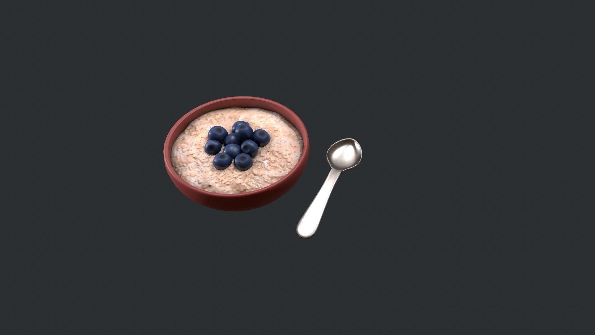 Porridge with Blueberries Low-poly 3D model_1