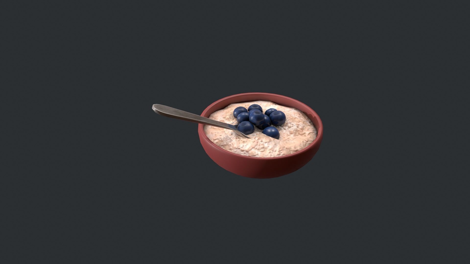 Porridge with Blueberries Low-poly 3D model_11