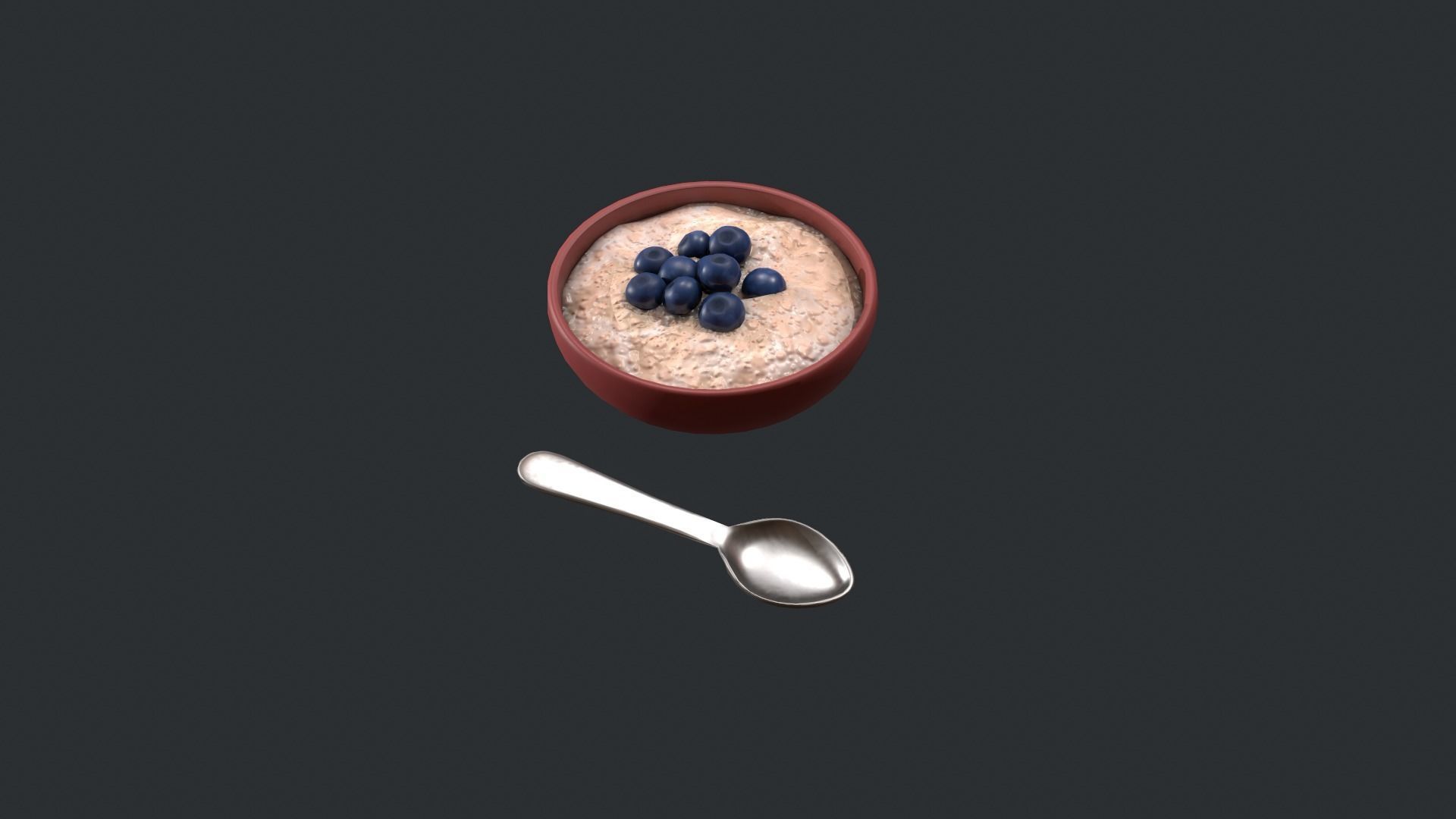 Porridge with Blueberries Low-poly 3D model_3
