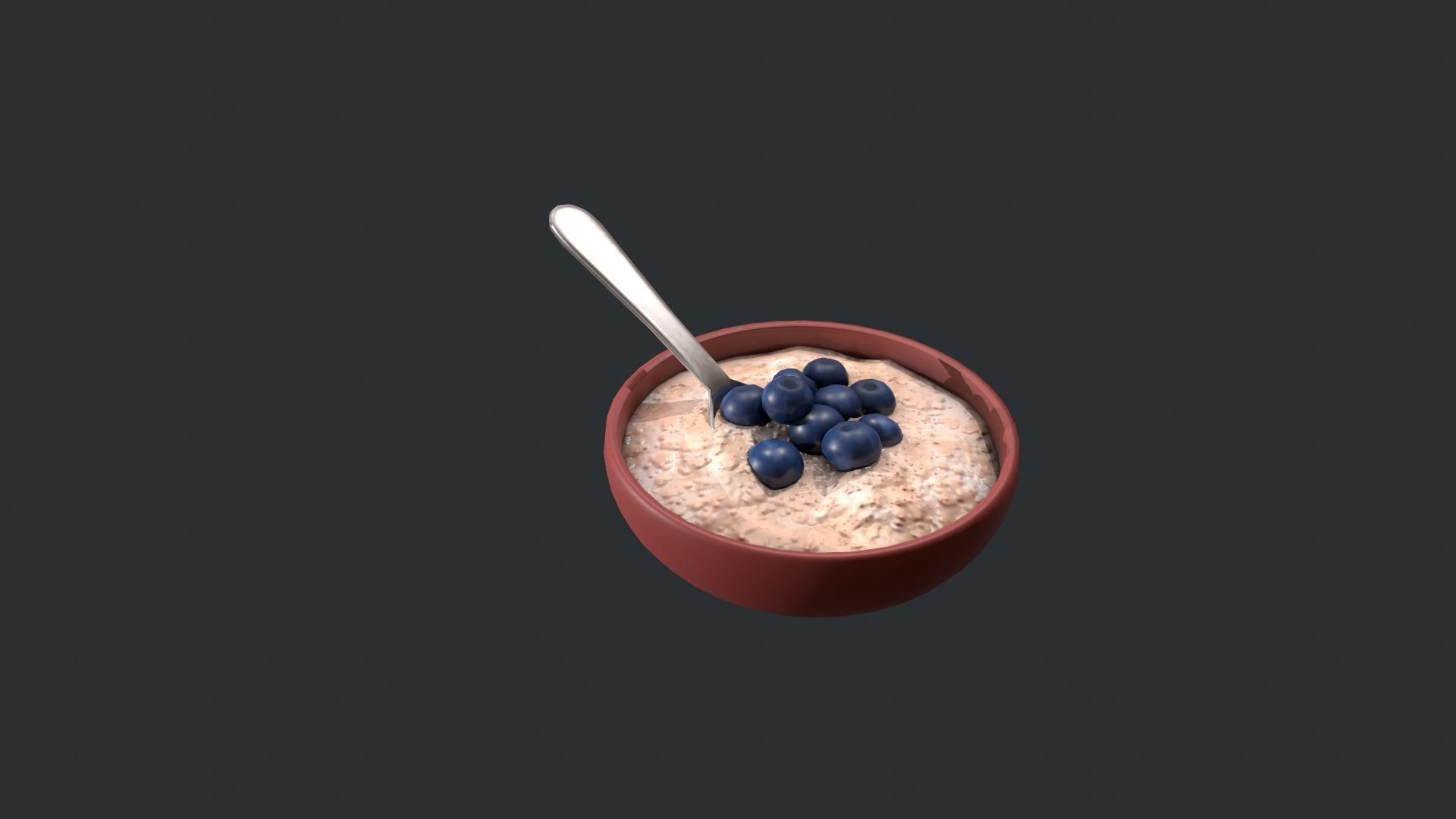 Porridge with Blueberries Low-poly 3D model_10