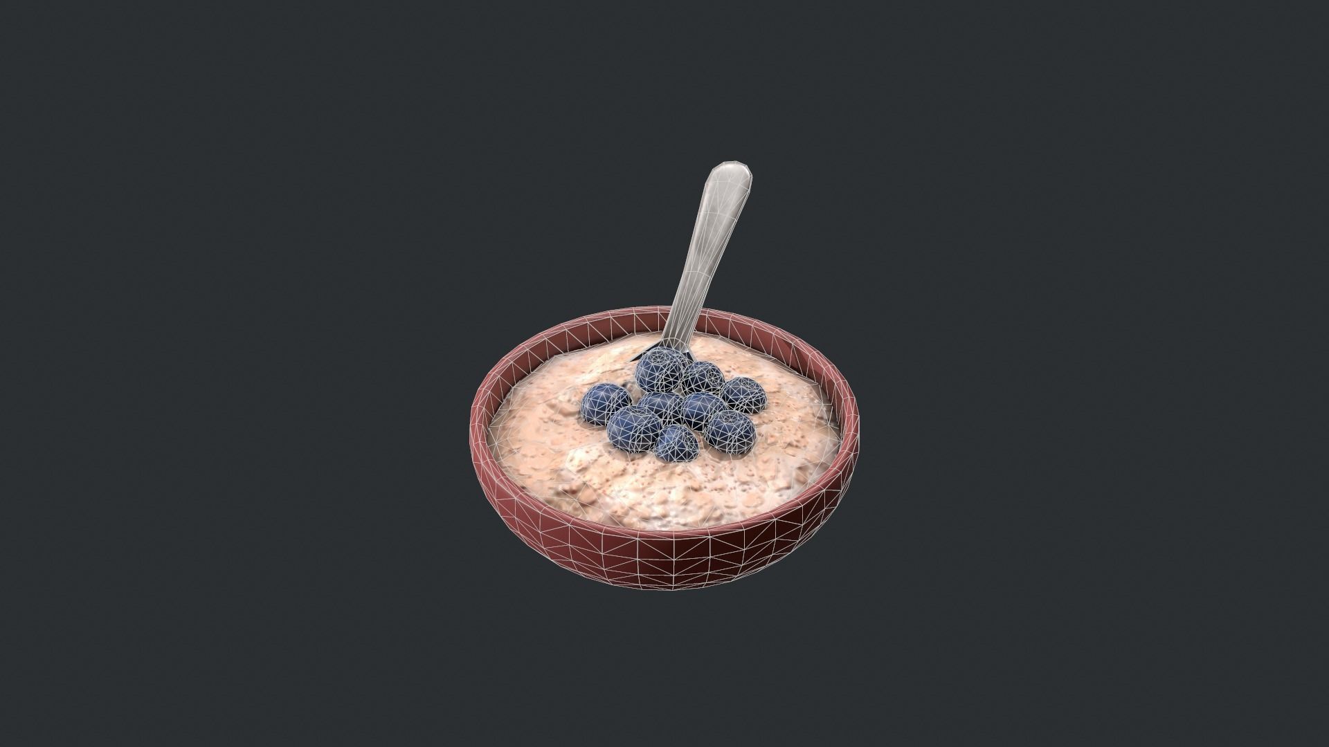 Porridge with Blueberries Low-poly 3D model_24