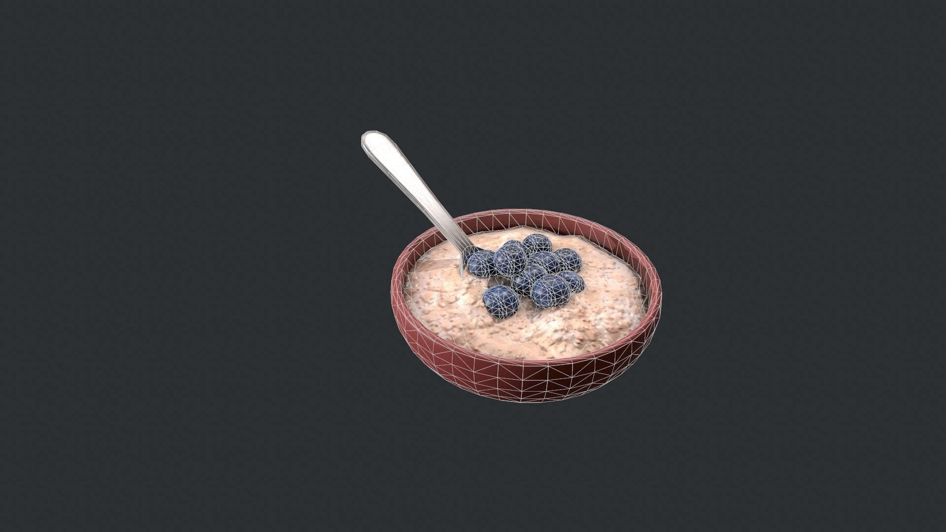 Porridge with Blueberries Low-poly 3D model_18