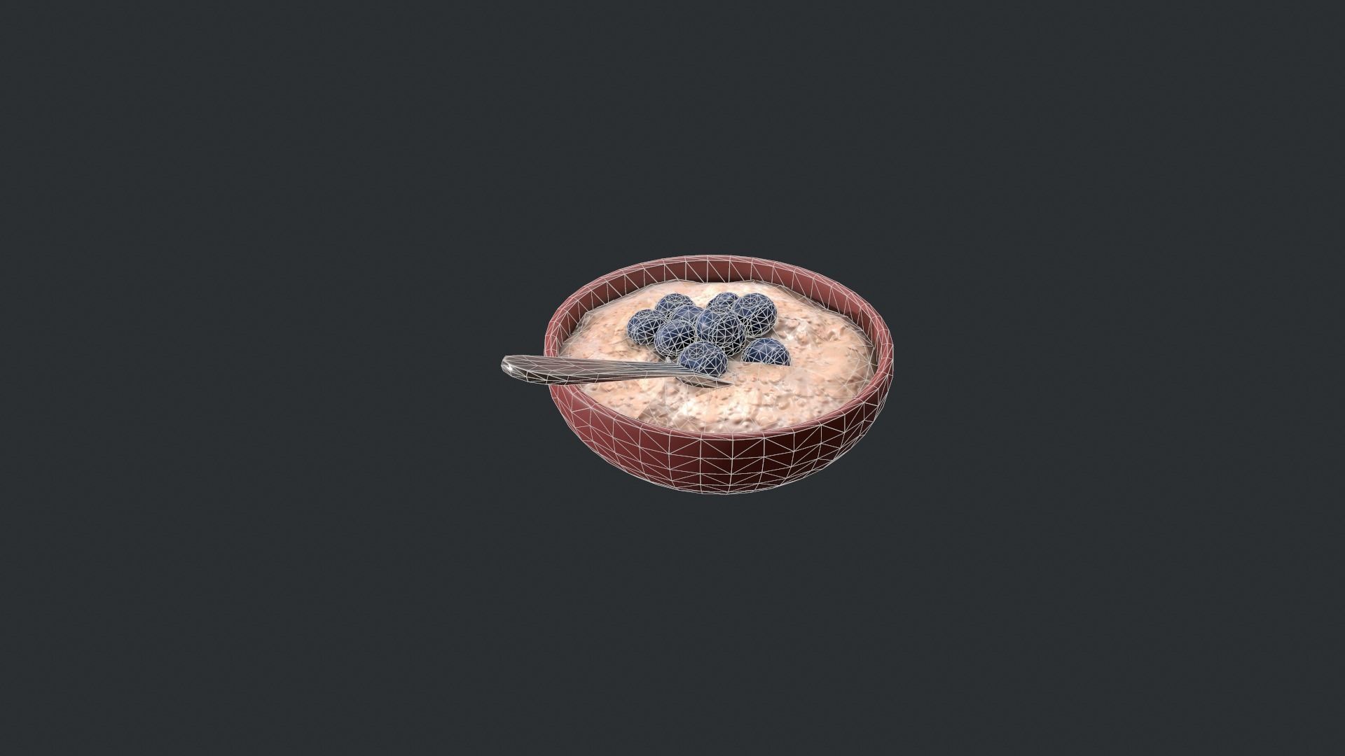 Porridge with Blueberries Low-poly 3D model_20