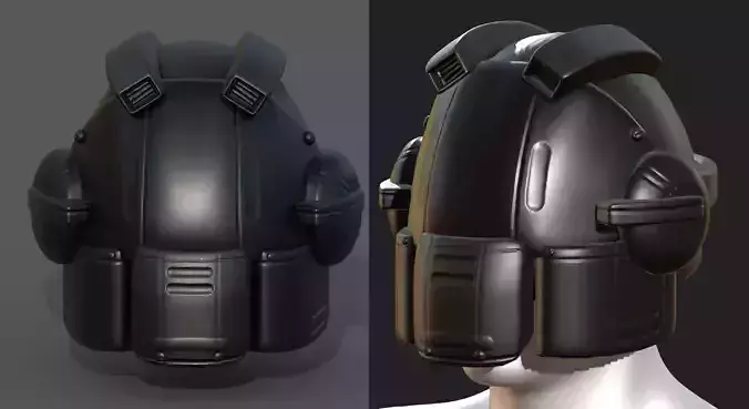 Helmet scifi military combat 3d model low poly futuristic  Low-poly 3D model