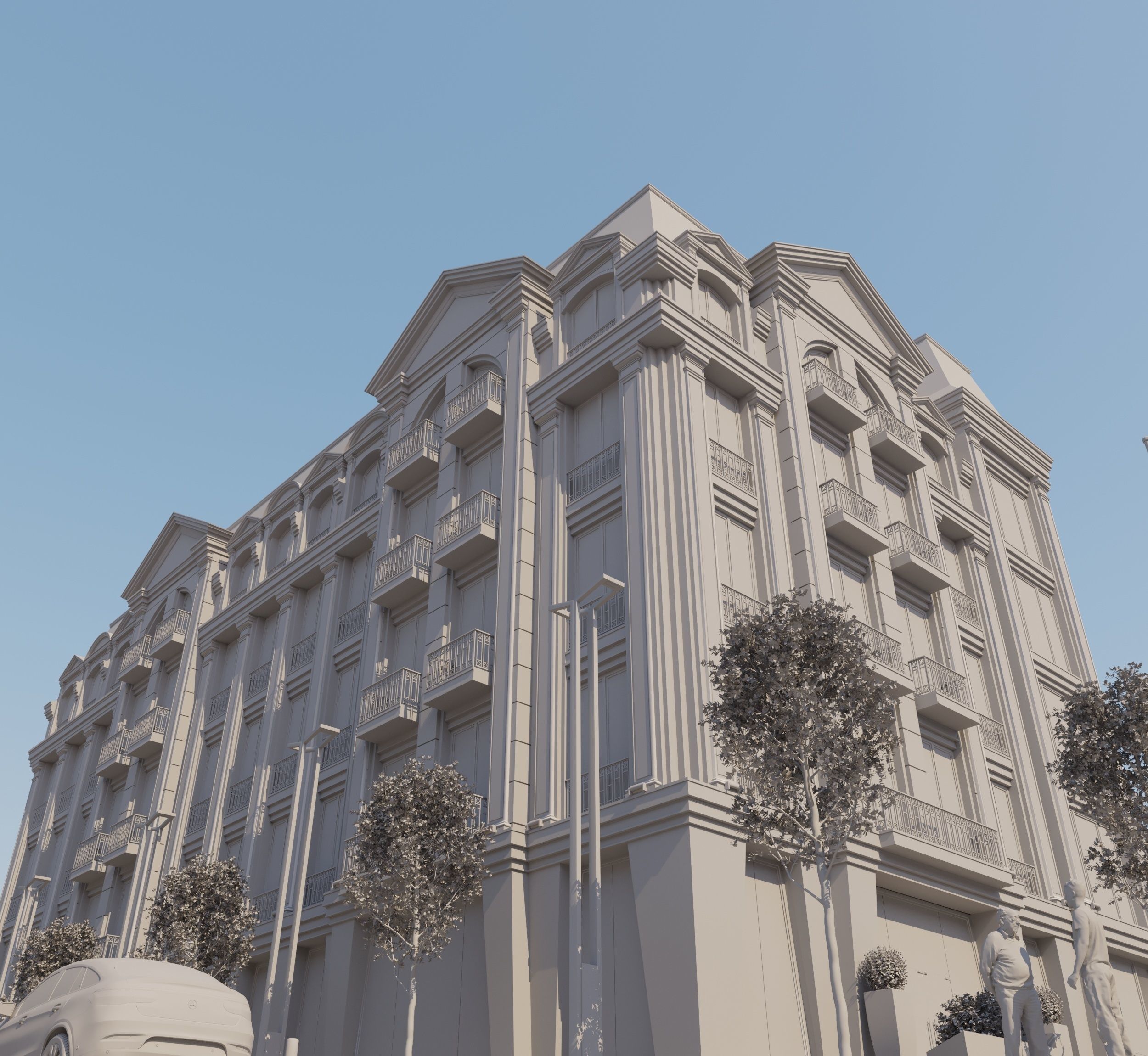 Classical Hotel Building 3D model_16