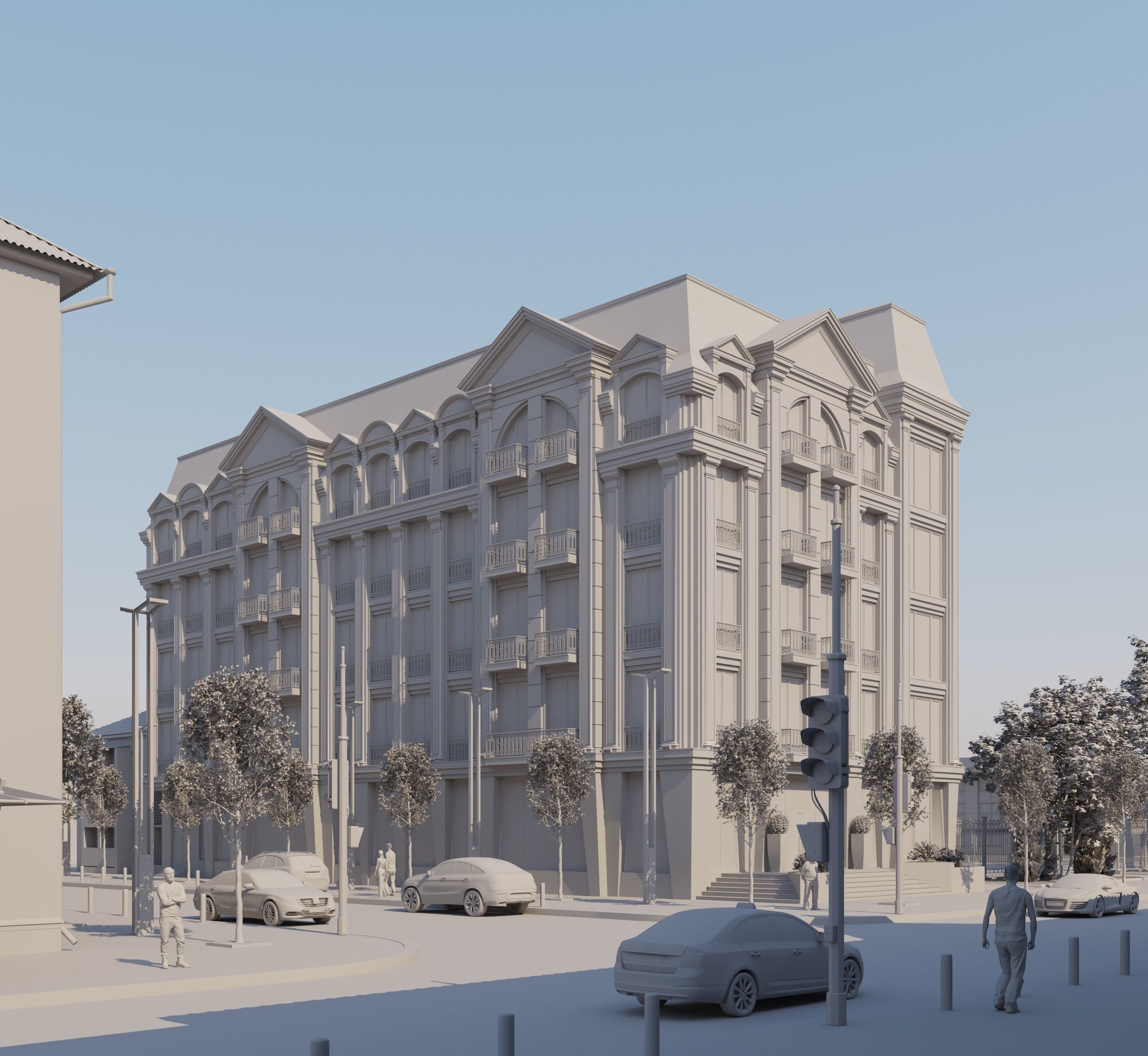 Classical Hotel Building 3D model_1