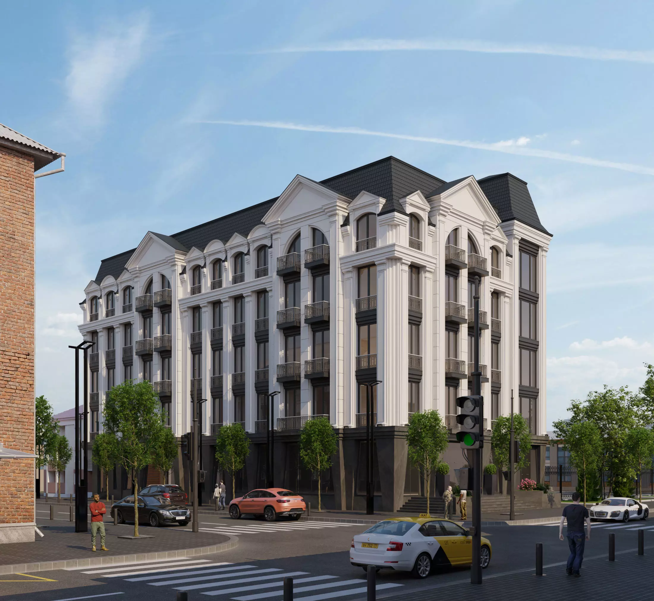 Classical Hotel Building 3D model_0