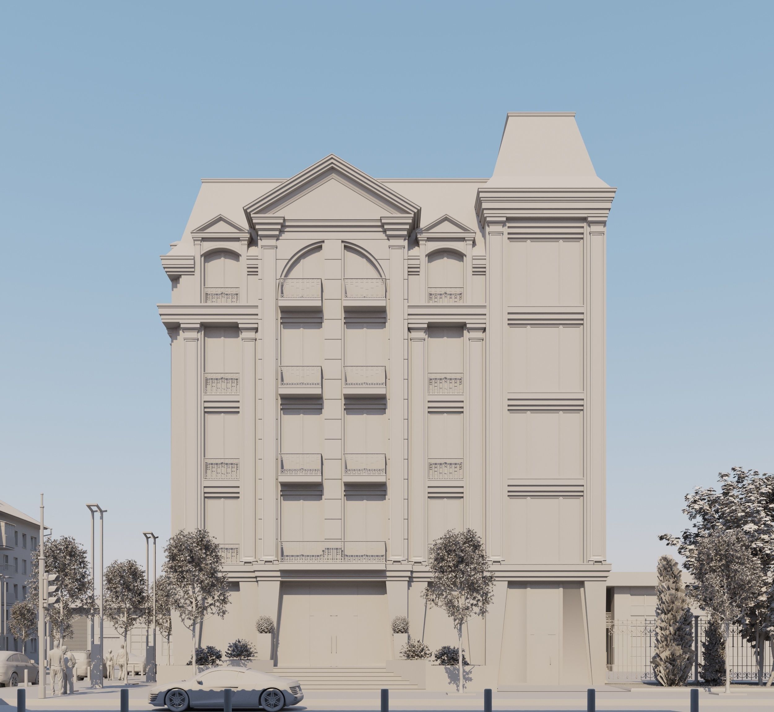 Classical Hotel Building 3D model_10