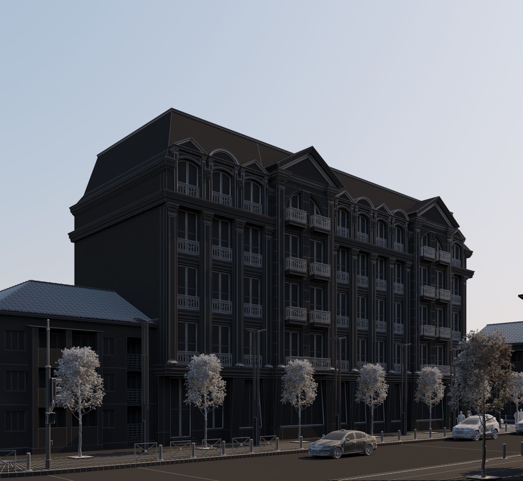 Classical Hotel Building 3D model_8