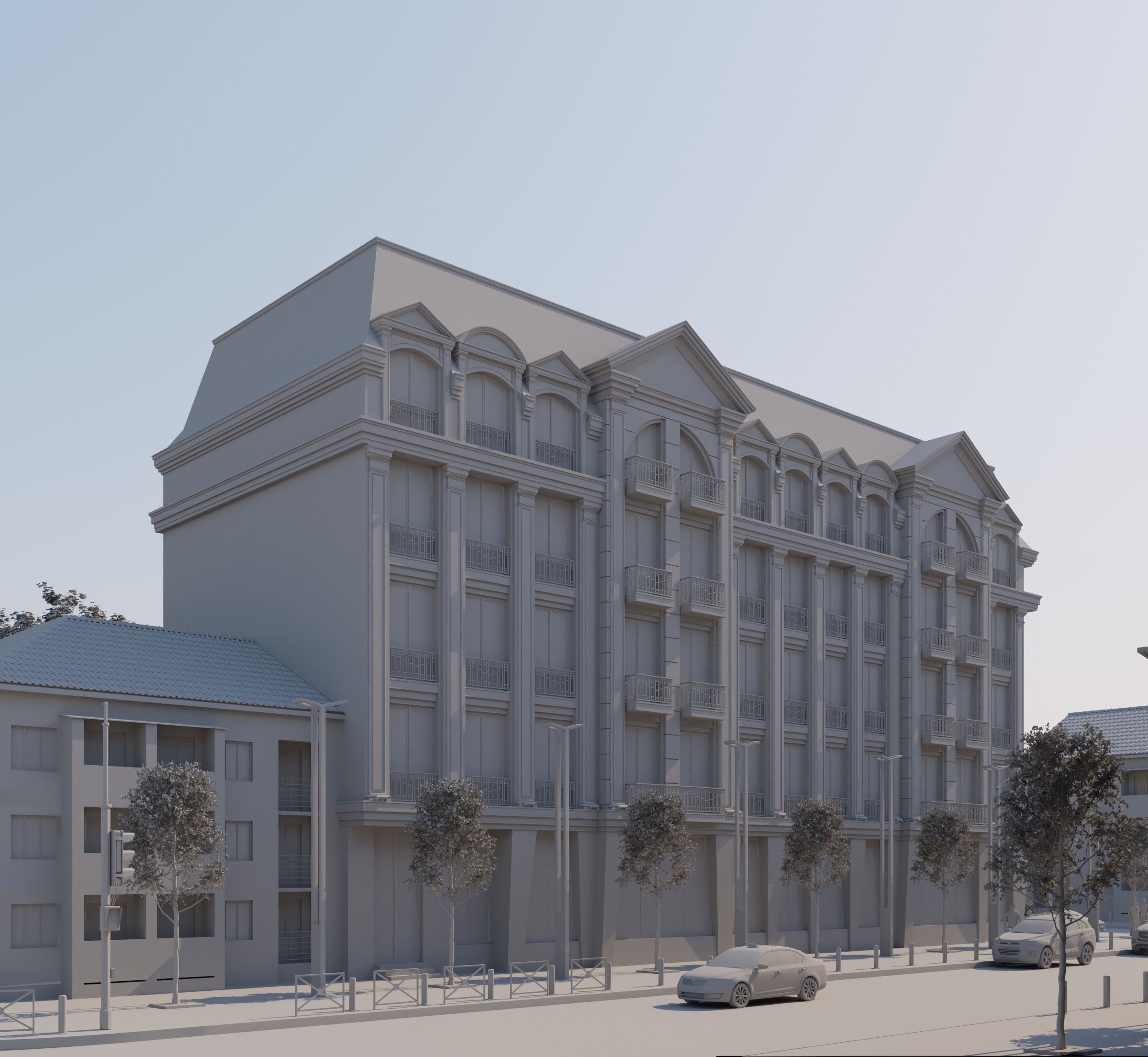 Classical Hotel Building 3D model_7
