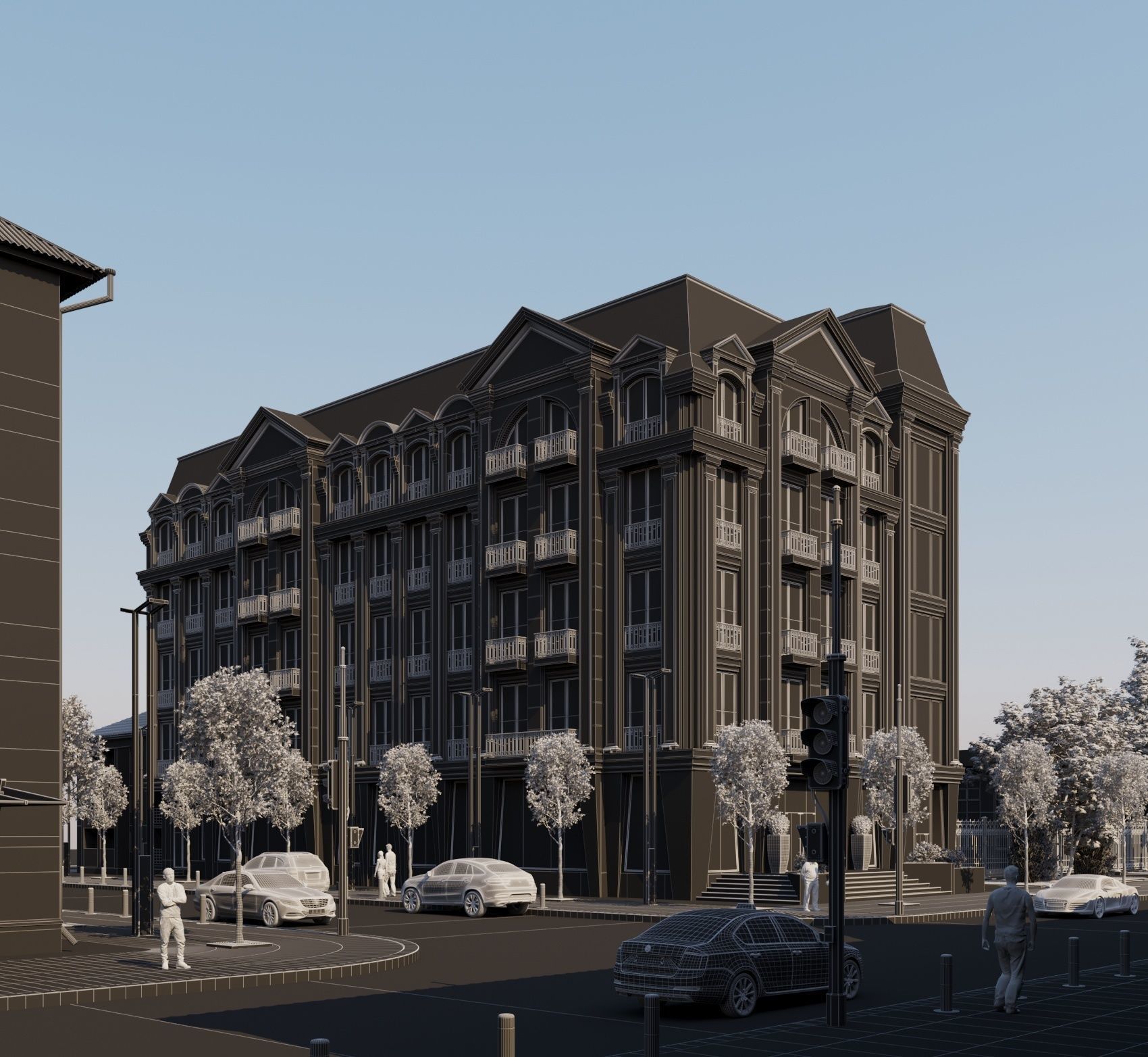 Classical Hotel Building 3D model_2