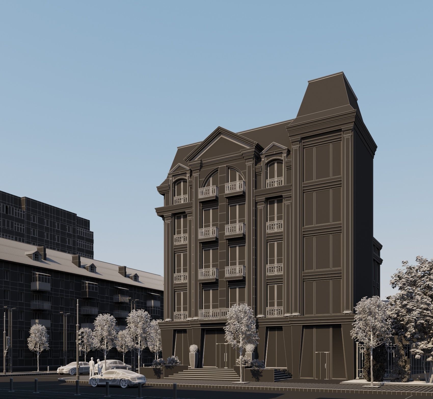 Classical Hotel Building 3D model_5